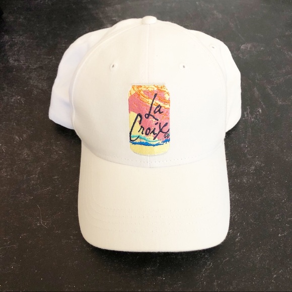 Accessories - White La Croix Hat with Pink grapefruit Embroidery